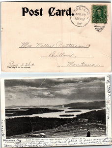 Postcard 1908 Laconia NH Lake Winnipesaukee to Dillon MT $$ 383441 ISH
