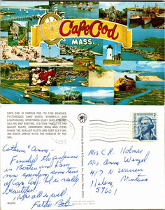 Postcard 1968 Cape Cod MA to Helena MT $$ 383448 ISH