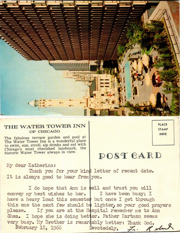 Postcard Water Tower Inn of Chicago, unaddressed $$ 383458 ISH