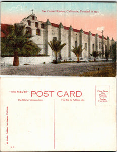 Postcard San Gabriel Mission CA, unaddressed $$ 383464 ISH