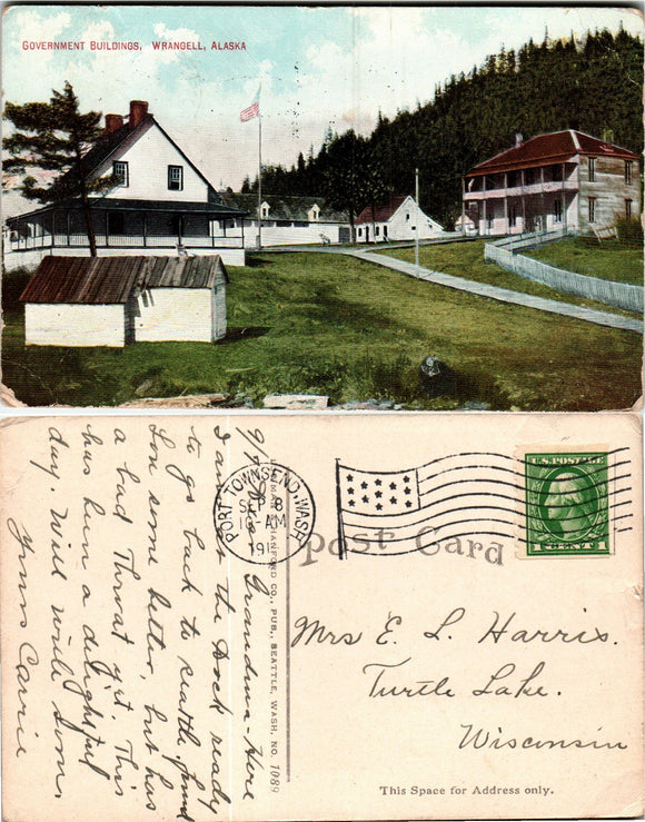 Postcard Port Townsend WA Wrangell Alaska Scene to WI $$ 383504 ISH