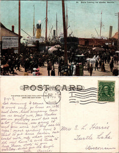 Postcard 1908 Seattle WA Boats Leaving for Alaska to WI $$ 383508 ISH