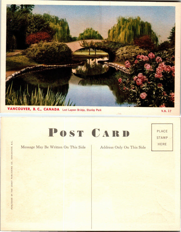 Postcard Stanley Park in Vancouver B.C., unaddressed $$ 383530 ISH