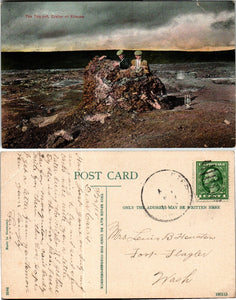 Postcard 19xx Teapot Crater of Kilauea to Ft. Flagler WA $$ 383536 ISH