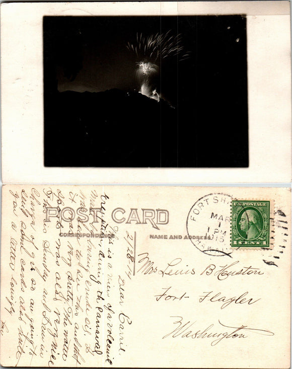 Postcard RP Volcanic Eruption 1915 Ft. Shafter HI to Ft. Flagler $$ 383544 ISH