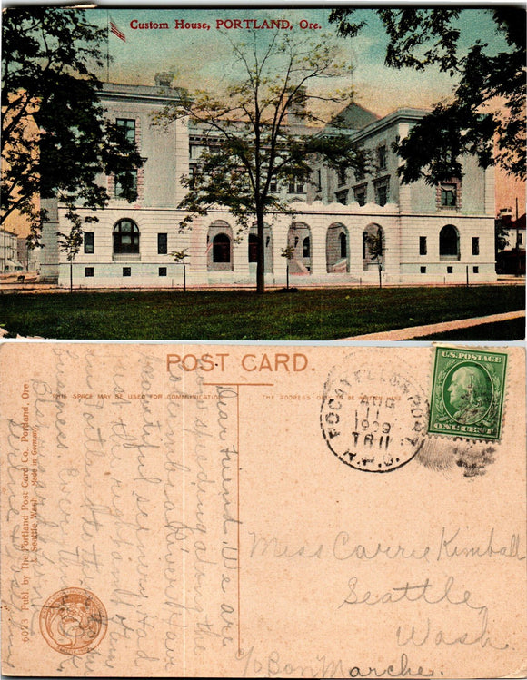 Postcard RPO 1909 Pocatello Custom House Portland to Seattle $$ 383548 ISH