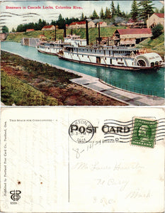 Postcard 1911 Stockton CA Columbia River View to Ft. Casey WA $$ 383550 ISH