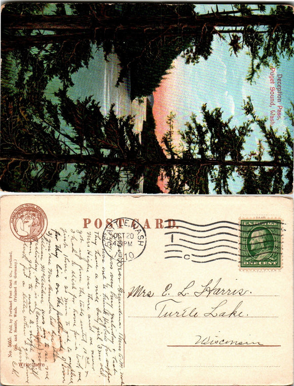 Postcard EXPO 1910 Seattle WA Deception Pass to WI $$ 383578 ISH