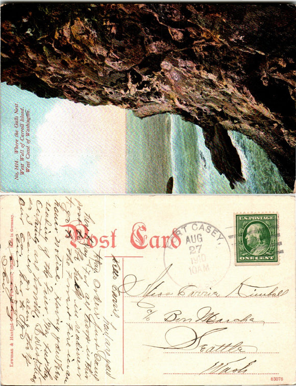 Postcard DPO 2 1910 Ft. Casey Carroll Island Scene to Seattle WA $$ 383582 ISH