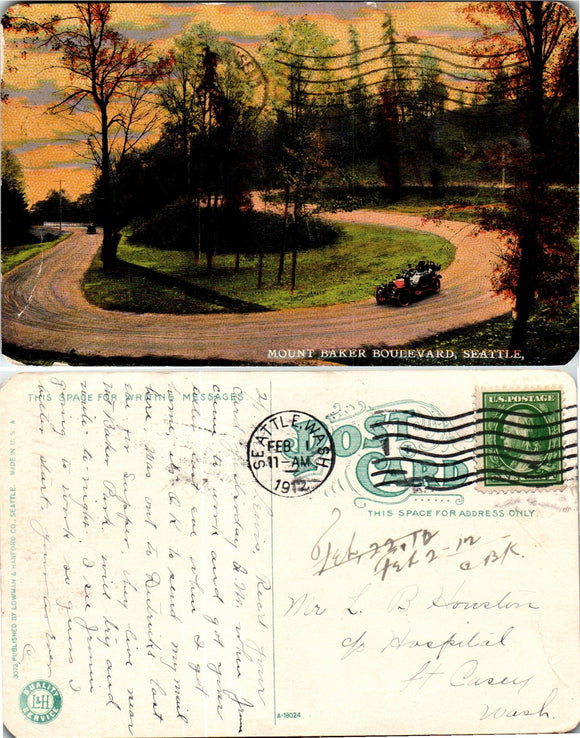 Postcard 1912 Seattle WA Mount Baker Blvd to Ft. Casey WA $$ 383613 ISH