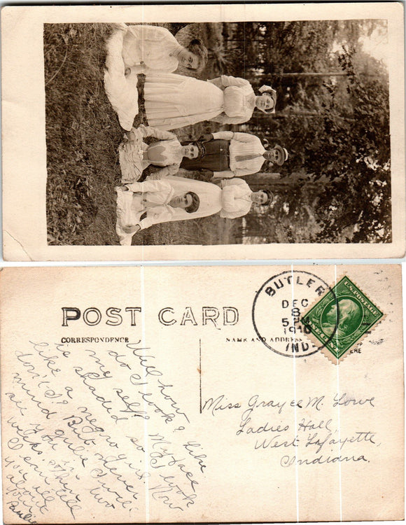 Postcard 1910 Butler IN Family photo to West Lafayette IN $$ 383652 ISH