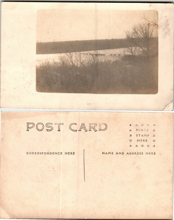 Postcard VINTAGE Photo Cattle Crossing Iced Waterway $$ 383657 ISH