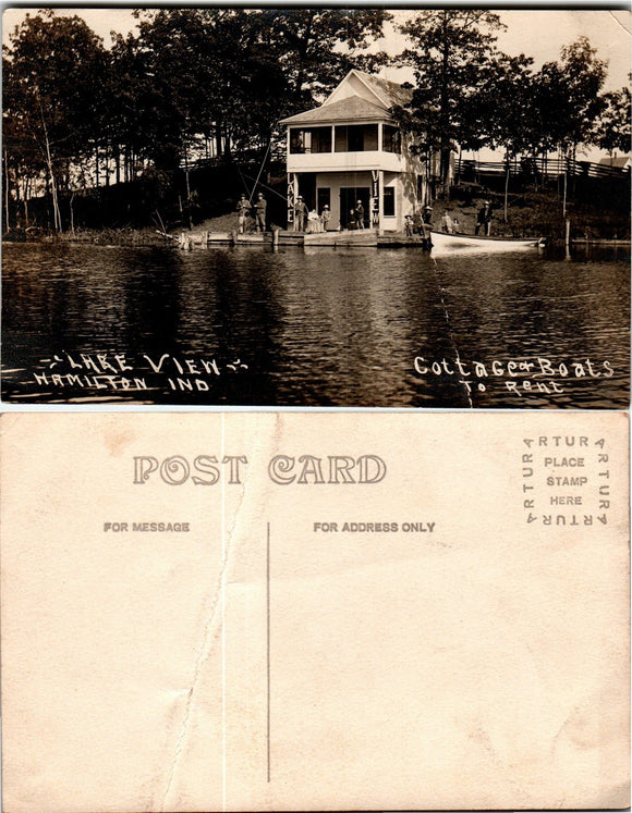 Postcard VINTAGE photo Hamilton IN Lakeview $$ 383658 ISH