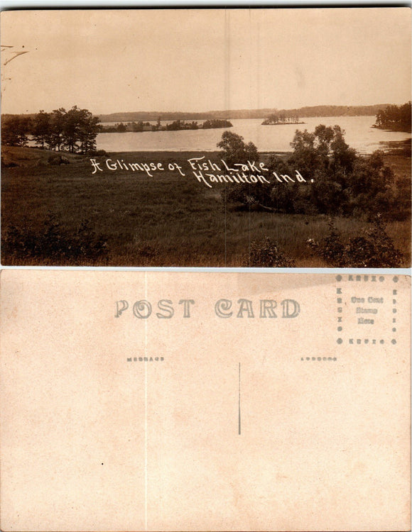 Postcard VINTAGE photo Hamilton IN Fish Lake $$ 383659 ISH