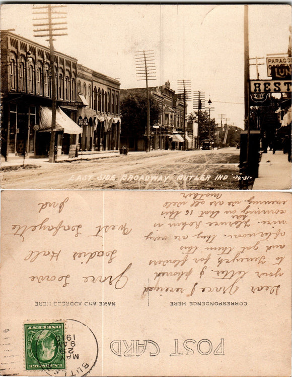 Postcard 1910 Photo of Broadway Butler IN $$ 383670 ISH