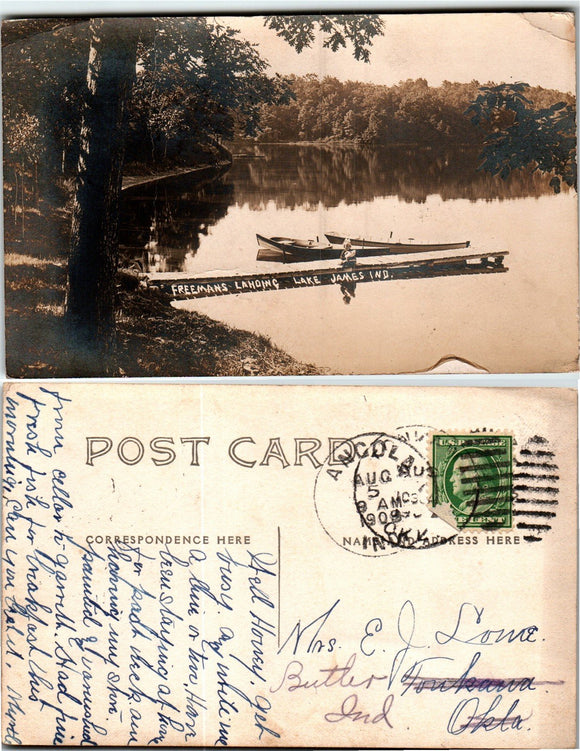 Postcard 1909 photo of Lake James IN $$ 383674 ISH