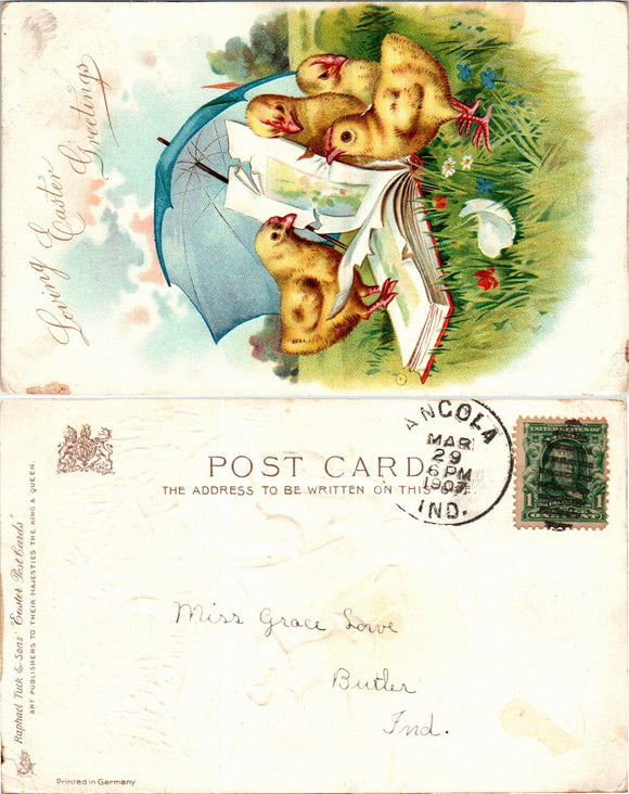 Postcard TUCK 1907 Easter Greetings to Angola IN $$ 383677 ISH