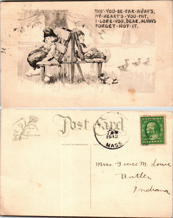 Postcard 1912 Friendship Humor MA to Butler IN $$ 383718 ISH
