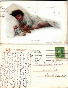 Postcard 1912 Child and Dolls Lafayette to Butler IN $$ 383723 ISH