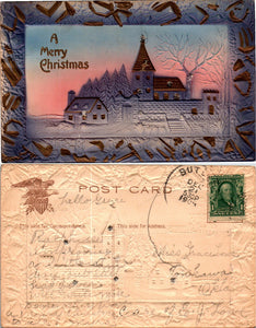 Postcard 1909 Merry Christmas from Butler IN to Tonkawa OK $$ 383729 ISH