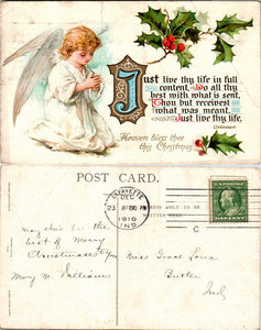 Postcard 1910 Christmas Lafayette to Butler IN $$ 383734 ISH