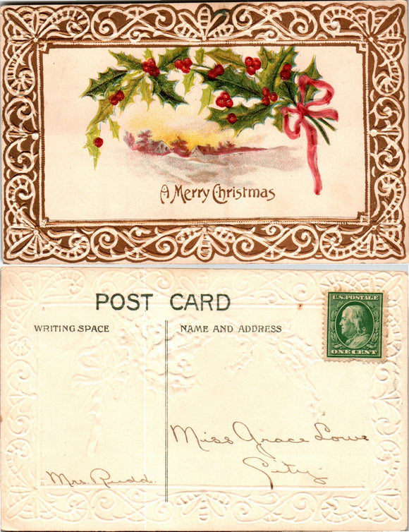 Postcard VINTAGE Merry Christmas unposted $$ 383747 ISH