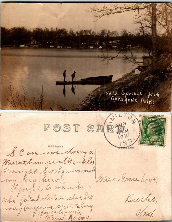 Postcard 1910 Cold Springs from Hamilton to Butler IN $$ 383766 ISH