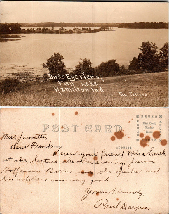 Postcard VINTAGE Fish Lake Hamilton IN $$ 383769 ISH