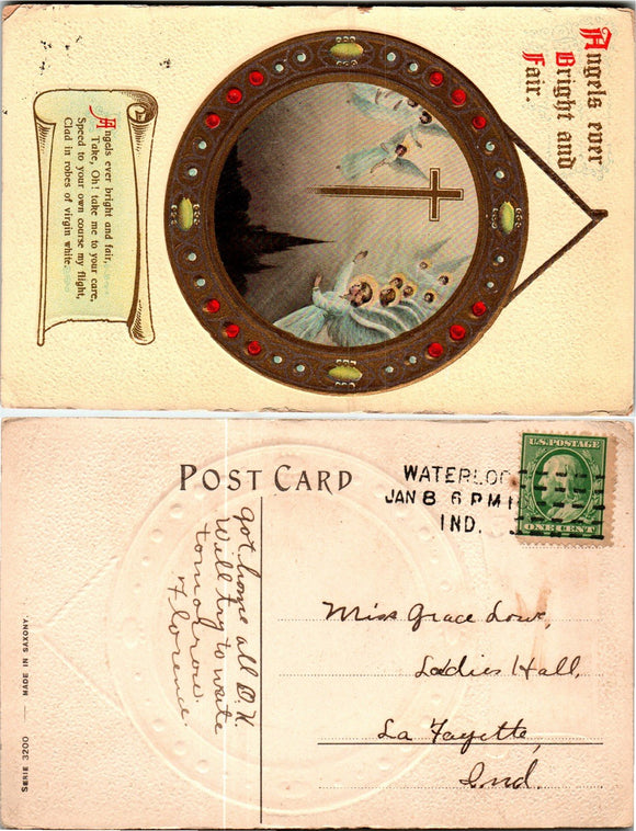 Postcard VINTAGE Christmas Waterloo to Lafayette IN $$ 383775 ISH