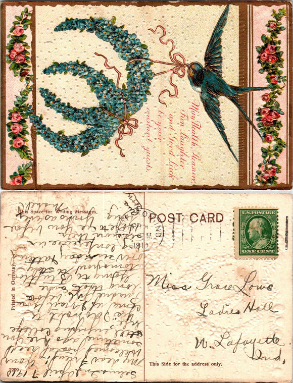 Postcard 1910 Friendship Waterloo to W. Lafayette IN $$ 383778 ISH