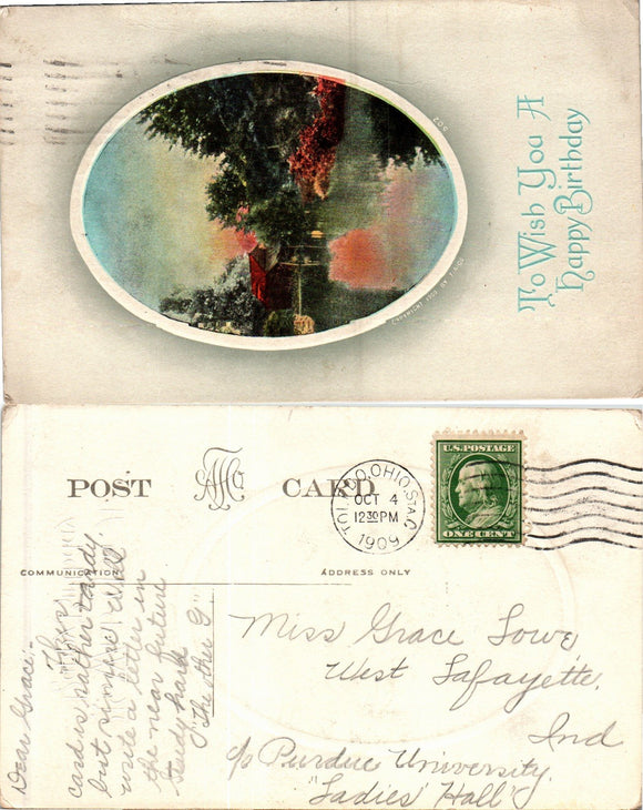 Postcard 1909 Birthday from Toledo OH to Butler IN $$ 383786 ISH
