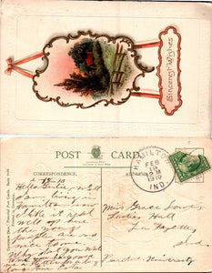 Postcard 1910 Greetings from Hamilton to W. Lafayette IN $$ 383792 ISH