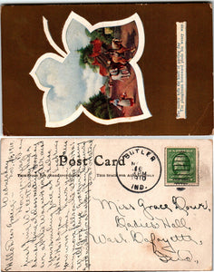 Postcard 1910 Greetings from Butler to W. Lafayette IN $$ 383793 ISH