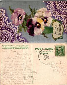 Postcard 1909 Greetings from Butler to W. Lafayette IN $$ 383794 ISH