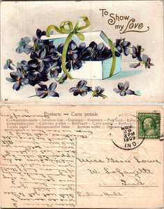 Postcard 1909 Greetings to W. Lafayette IN $$ 383801 ISH