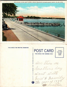 Postcard 1937 Reservoir Celina OH unaddressed $$ 383815 ISH