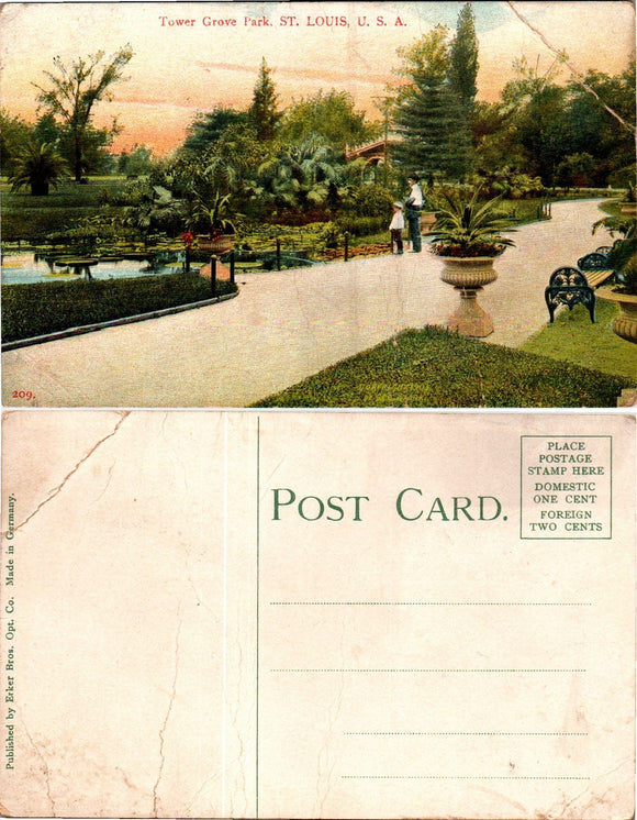 Postcard VINTAGE AI Tower Grove Park St. Louis unaddressed $$ 383828 ISH