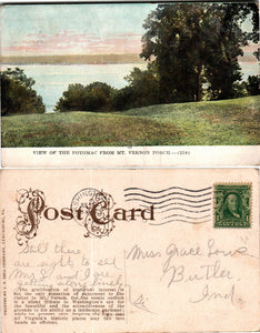 Postcard 1908 Potomac River VA to Butler IN $$ 383830 ISH