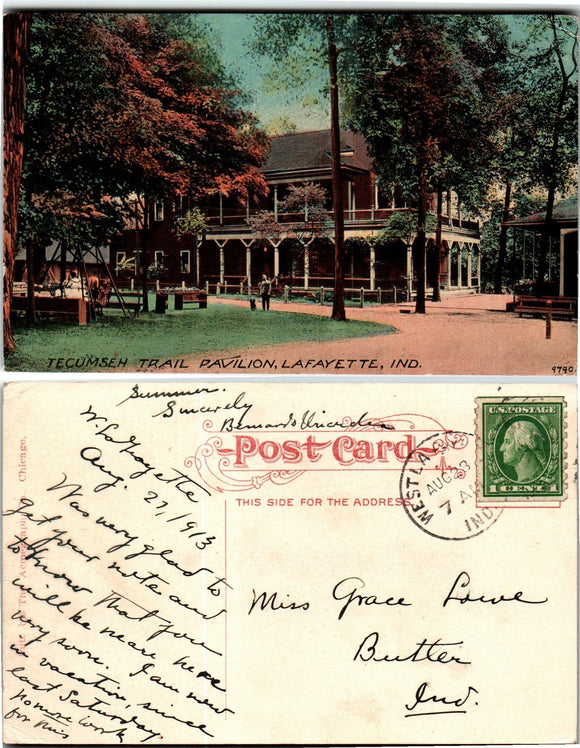 Postcard VINTAGE Tecumseh Trail Lafayette to Butler IN $$ 383857 ISH