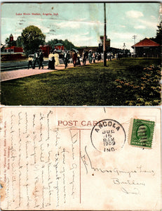 Postcard 1909 Lake Shore Station Angola to Butler IN $$ 383859 ISH