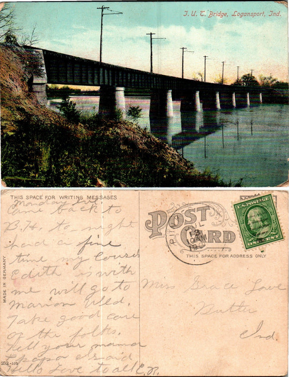 Postcard 1900s Bridge Logansport to Butler IN $$ 383868 ISH