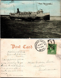 Postcard 1910 Lake Steamer "Naomi" to Butler IN $$ 383869 ISH