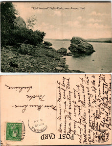 Postcard 1912 "Old Sentinel" near Aurora to Butler IN $$ 383870 ISH