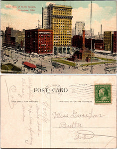 Postcard 1911 Public Square Cleveland OH to Butler IN $$ 383888 ISH