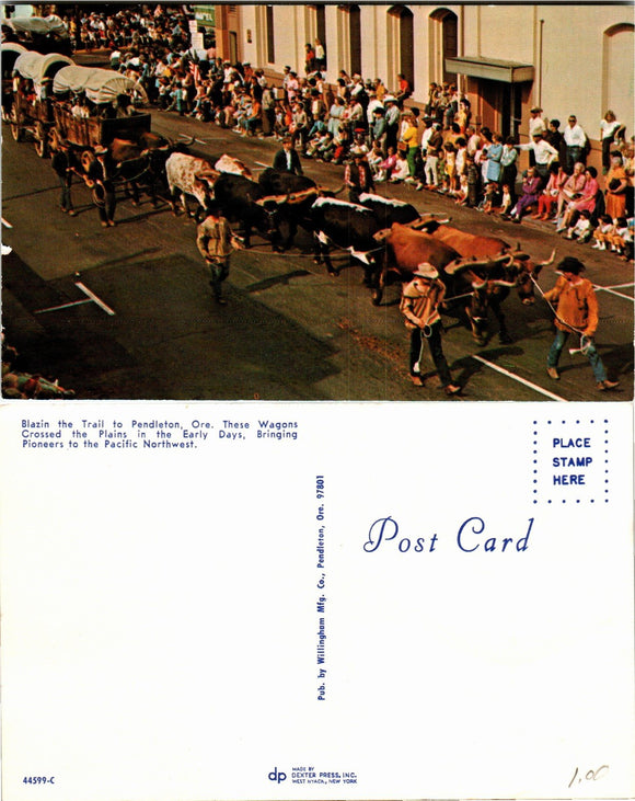 Postcard Pendleton OR Wagon Parade unaddressed $$ 383898 ISH