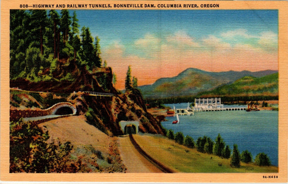 Postcard Bonneville Dam Scene Columbia R. OR unaddressed $$ 383919 ISH