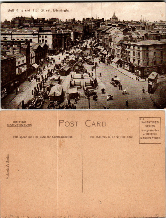 Postcard Great Britain, Bull Ring & High St. Birmingham unaddressed 383925 ISH