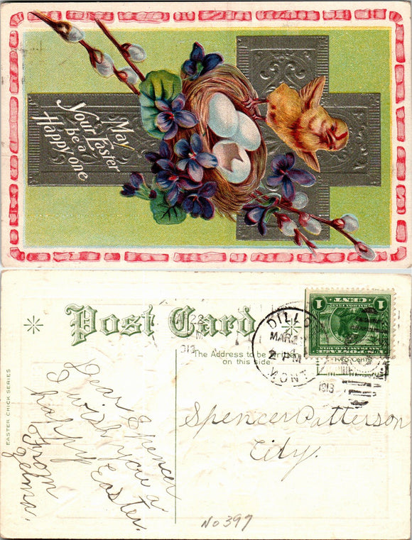 Postcard 1913 Easter Greetings Dillon MT $$ 383927 ISH