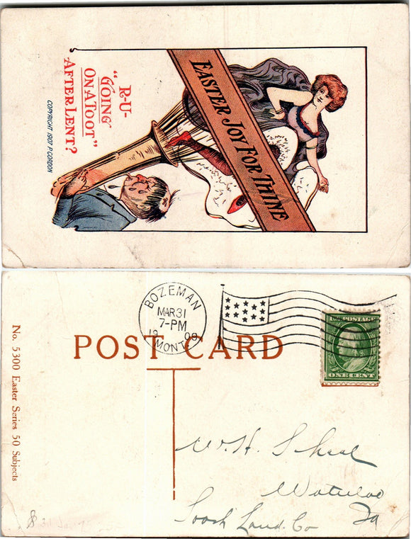 Postcard 1909 Easter Bozeman Mt to Waterloo IA $$ 383928 ISH