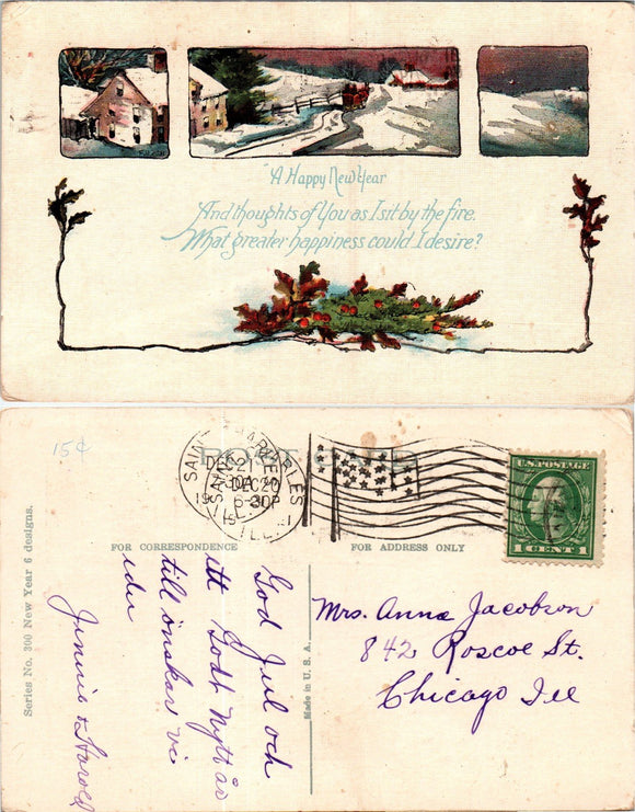 Postcard VINTAGE New Year St. Charles to Chicago IL $$ 383931 ISH